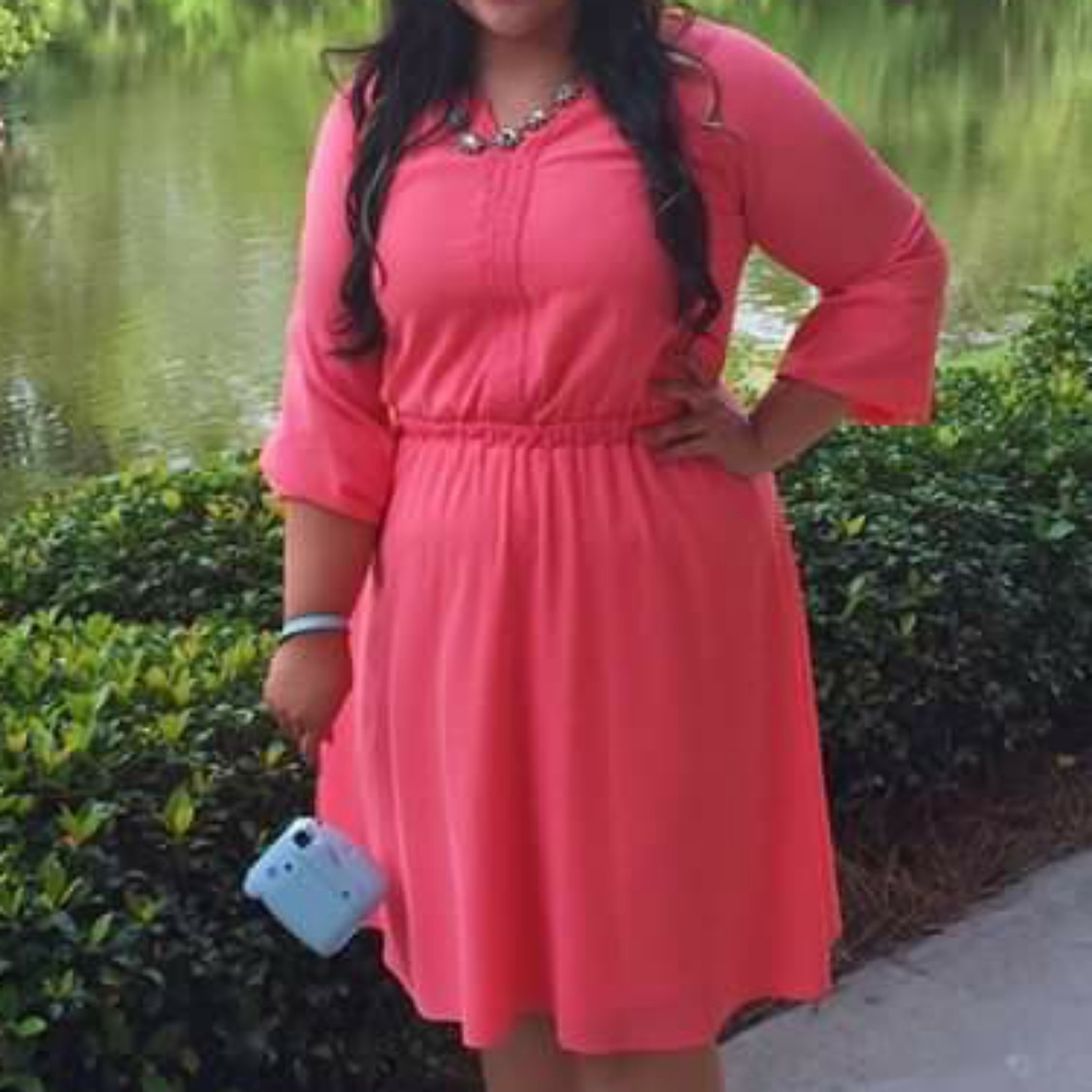 Gibson Latimer Coral Dress With Sleeves